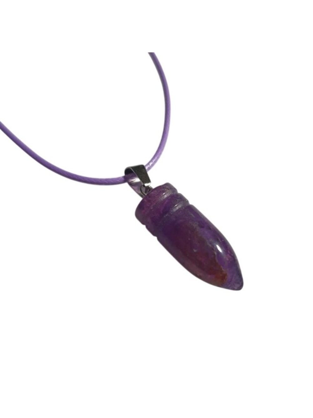 Purple Amethyst Pendant Necklace Healing Stone Clasp Adjustable Cord Jewelry